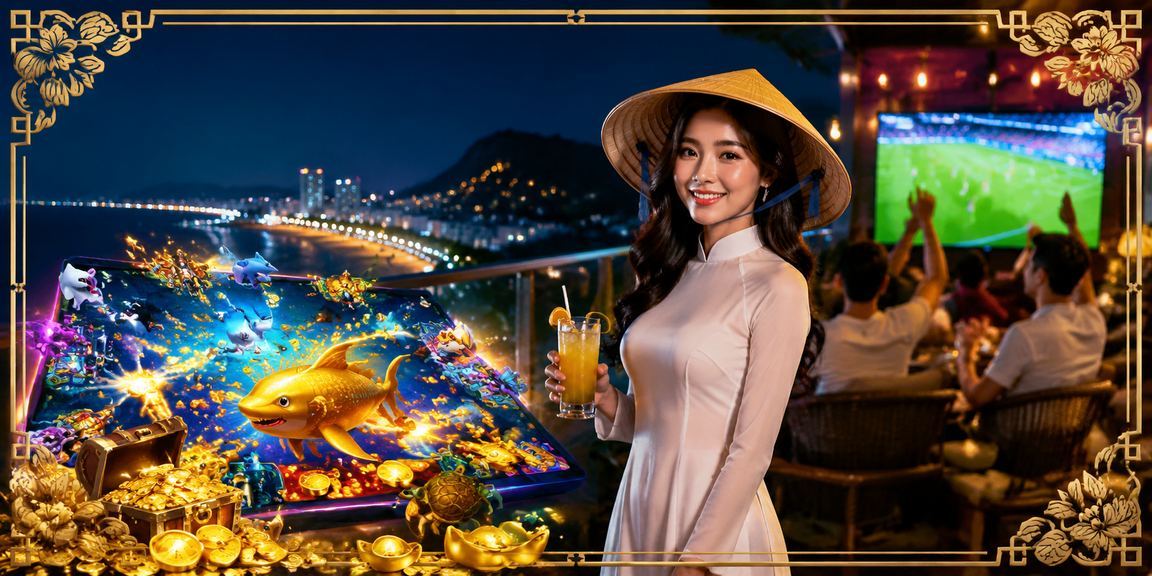 Người phụ nữ đội nón lá tại Vũng Tàu xem thông tin cá cược trên điện thoại
